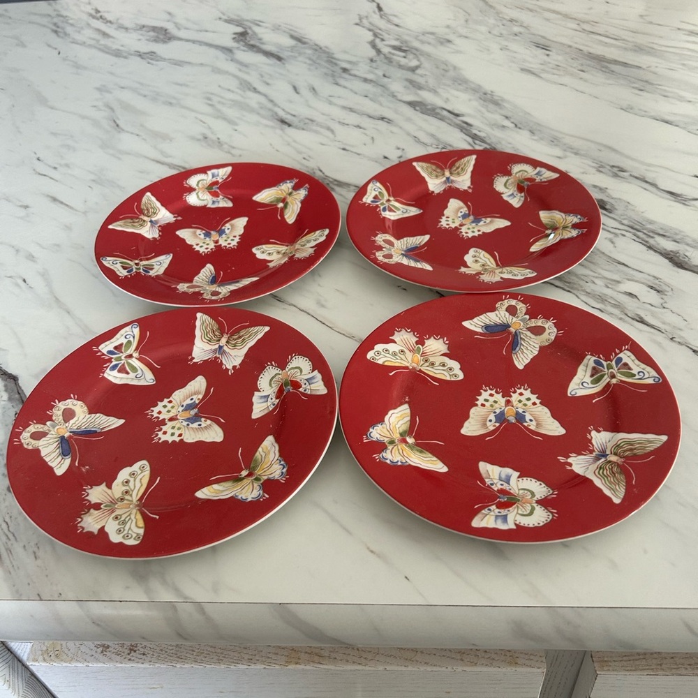 Rare Gibson “Crimson Flight” Dessert Plates
